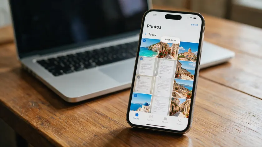 iPhone screen showing a HEIC photo being converted to JPEG, a key step in how to save image as PDF on iPhone.