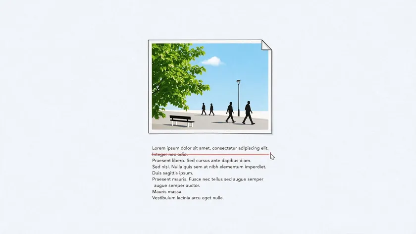 A photo with a misaligned block of text beneath it and one line crossed out, showing a common OCR issue when you convert JPG to PDF in Google Drive using Google Docs.