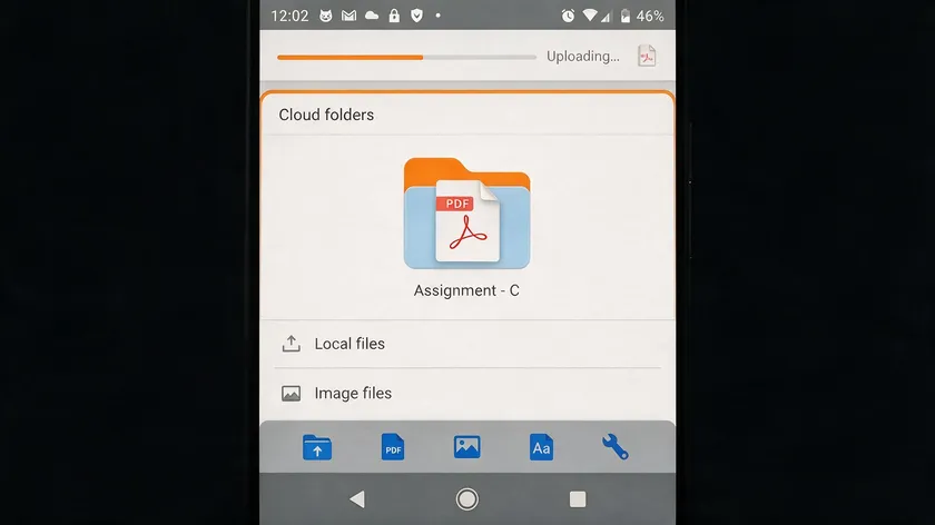 A PDF file being uploaded to a cloud folder, showing how to back up a file after learning how to convert JPG to PDF on Android.