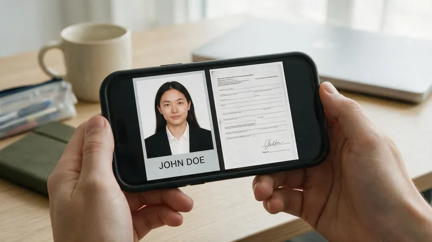 An iPhone displaying an ID photo and a signed form side by side, common documents people convert JPG to PDF on iPhone.