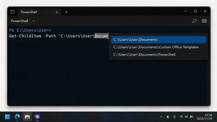 PowerShell terminal window used for automating JPG to PDF batch conversion on Windows
