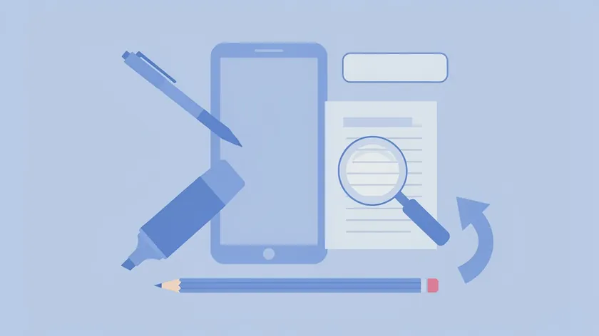 Illustration of a phone screen with pen, highlighter, pencil, text box, arrow, and magnifier tools over a document