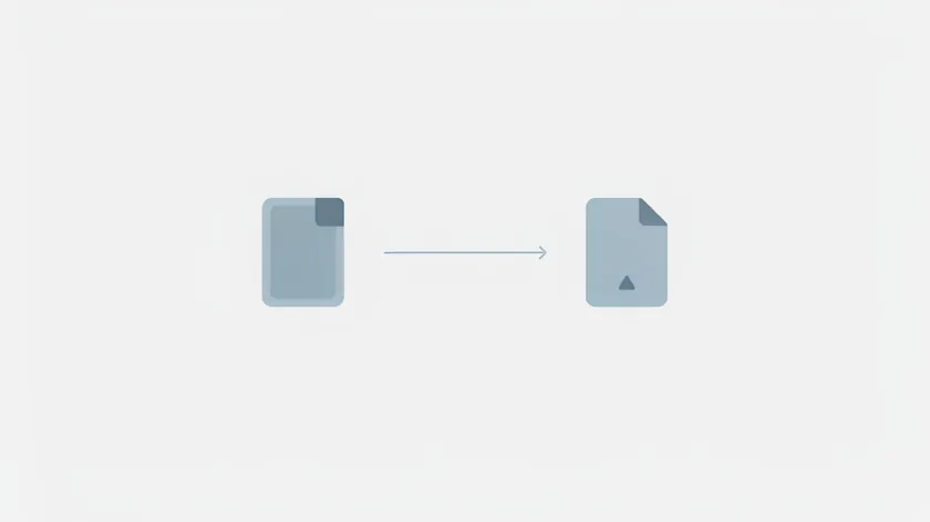 Illustration of a document icon with an arrow pointing to a second file icon